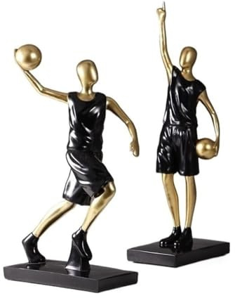 XUEQIZHENG Zimmerdekoration 2er-Pack handgefertigte Basketballfiguren aus Kunstharz, Moderne Heimdekoration