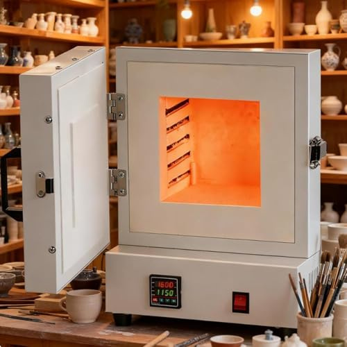 Himopuer Forno da Tavolo PRO per Ceramica e gioielleria - Forno Elettrico per Ceramica a 1150°C con Display Digitale Riscaldamento su 4 Lati - per studi casalinghi, Fusione di Piccole Serie, decerat