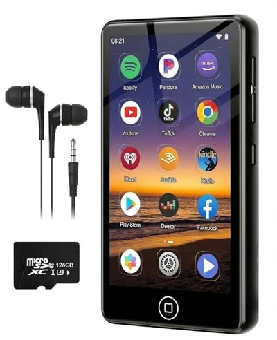 MP3 Player Spotify mit Bluetooth WiFi, AGXOV MP3 Player Android mit 4,02 Zoll Touchscreen, 144GB MP4 Player Kompatibel mit FM-Radio, Amazon Music, Deezer, Pandora und dem Play Store, Schwarz
