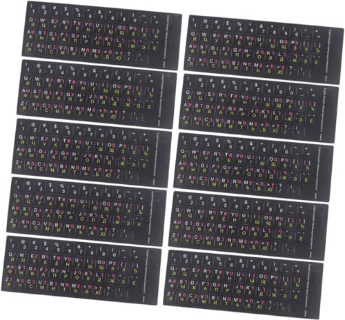 10 Sheets Multi-Language Keyboard Stickers with Russian English Hebrew Letters, Ultra-Thin PVC Material to Reduce Typing Errors, Suitable for Computer and Notebook Use in Office Or Nice processing