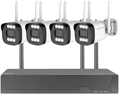 4K Camera Surveillance WiFi Exterieure sans Fil,4 Cam-Kit avec 24/7 Enregistrement,Interieur Sécurité à Domicile,Vision Vocturne,Alarme,Audio Bidirectionnel,2.4G WiFi,Suivi Automatique,8MP HD,IP66