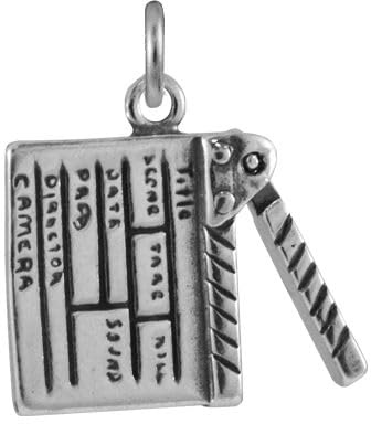 TheCharmWorks Sterling-Silber Film Klappe Charmanhänger | Sterling Silver Clapper Board Charm