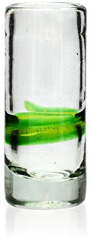 Tumia LAC Vaso de Chupito/Tequila Artesanal – Vidrio Reciclado – Verde Mezclado - Un Solo Vaso