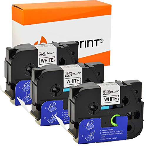 Bubprint 3x TZE-251 TZE 251 24mm kompatibel als Ersatz für Brother P-touch Bänder 24mm für P-Touch 2430PC 2730VP 3600 9500PC 9700PC D600VP D800W E500VP H500 P700 P750W Schwarz auf Weiß