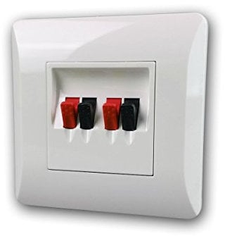 Dynavox Lautsprecher LS Wand Anschlußterminal II Unterputzmontage Anschluß Terminal Blende Boxen UP weiß 4 polig, 8x8x3cm