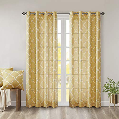 Madison Park Saratoga - Cortina para Ventana, 50 x 63, Color Amarillo y Beige Claro
