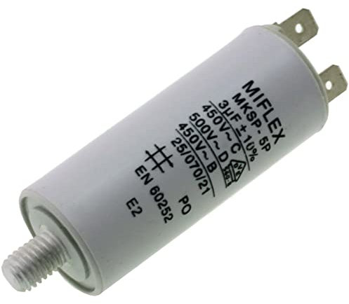 Miflex Condensateur de démarrage Condensateur Moteur 3 µF 450 V 25 x 58 mm connecteur M8 3 µF