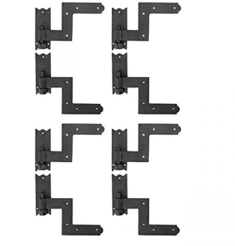 Renovators Supply Scharniere aus Schmiedeeisen, 16,5 cm lang, Kolonialstift, reversibel, für Tore, Türen und Fensterläden, mit Befestigungsmaterial, 4 Stück