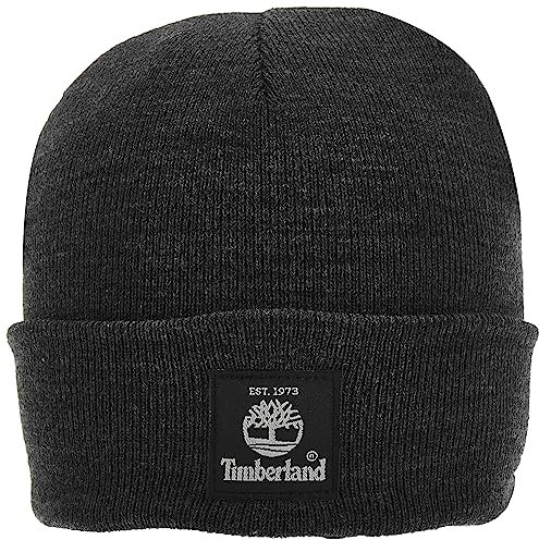 Timberland Unisex-Erwachsene Short Watch Cap with Woven Label Hut für kaltes Wetter, Dunkelgrau, Einheitsgröße