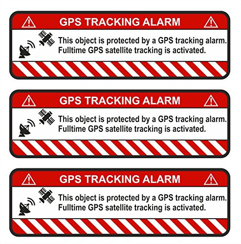 9x GPS Aufkleber Fahrrad Motorrad Auto -Finest Folia Alarm Warnung Anti Diebstahl Sticker Tracker gesichert (Weiß, R057 Object)