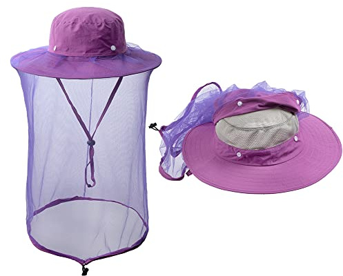 Bee Keeping Beekeeper Veil hat gnats Insect Bug Mosquito Hats Fishing Gardening Cap with Head net Netting mesh Hood Purple