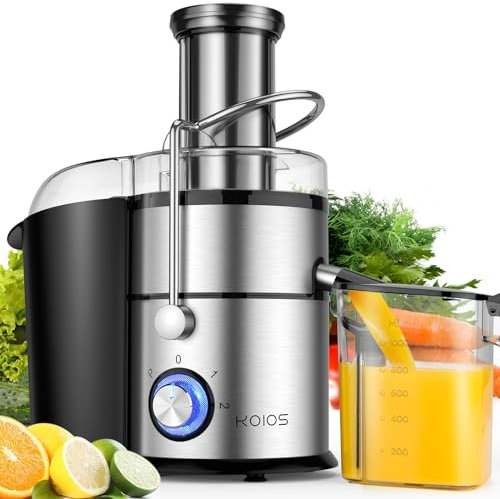 Presse-agrumes centrifuge KOIOS de 1300 W, extracteur de jus avec canal d'alimentation extra large de 7,6 cm, moteur en cuivre complet, filtre plaqué titane, haute performance de jus, mode 3