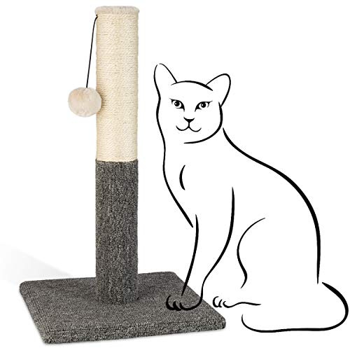 Pawbee 20 Cat Scratching Post with Hanging Ball, Modern Sisal Rope Pole, Scratcher Tower for Indoor Kitten