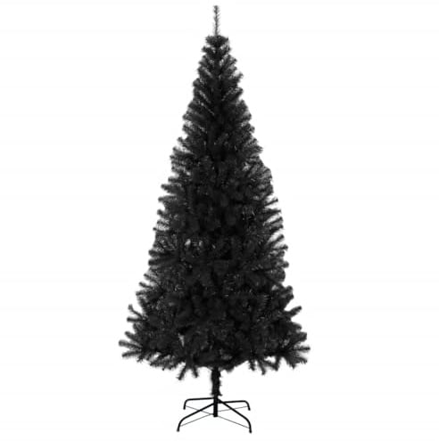 vidaXL Albero di Natale con Supporto Decorazione Natalizia Addobbi Feste Abete Pino Sintetico Festoni Ornamenti Pianta Artificiale Nero 180 cm PVC