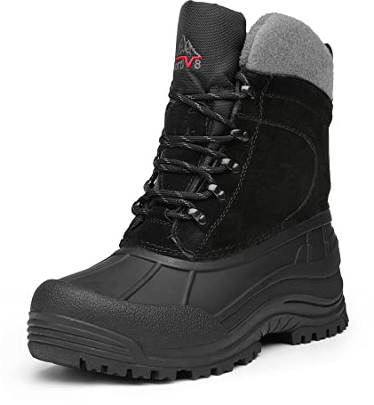 NORTIV 8 Men's Insulated Waterproof Winter Snow Boots | Sealed build keeps feet dry; toe cap guards against impacts; rubber outsole boosts grip; supportive build adds stability.