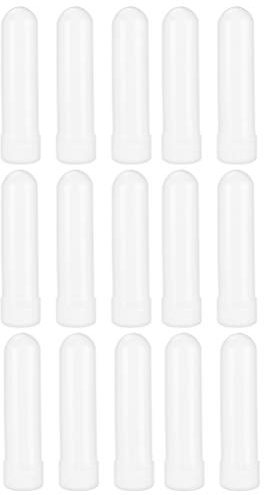 15 Stücke Ätherisches Öl Röhren Kunststoff Leere Nasen Röhrchen Nachfüllbarer Nasal Inhalator Stick mit Docht Aromatherapie Naseninhalator (Weiß)