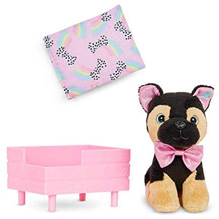 Glitter Girls Puppenzubehör – Kuscheltier Hund Deutscher Schäferhund Jax mit Hundebett und Hundekissen – Accessoires für 36 cm Puppen, Plüschtier Spielzeug für Kinder ab 3 Jahre (3 Teile)