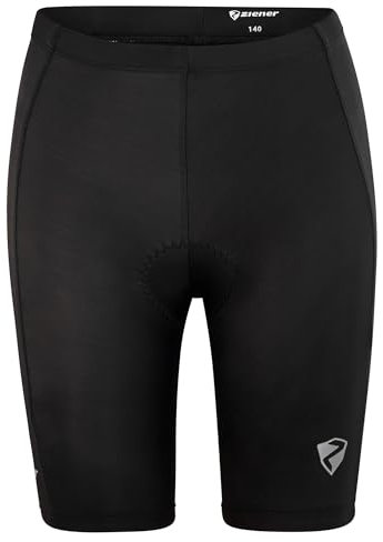 Ziener Unisex Kinder Nimo X-functie Fahrrad Tight Rad Hose Mountainbike Rennrad atmungsaktiv schnelltrocknend gepolstert, Schwarz, 140 EU