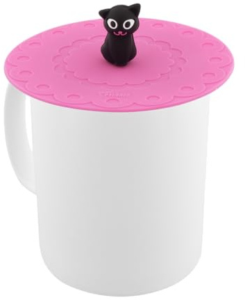 Pylones, Deckel für Becher mit Biene und Katze, Silikon, 10 cm, 2 Stück