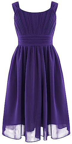 ranrann Enfant Fille Robe Cérémonie Princesse Robe Mariage Soirée Mousseline Robe Fête Anniversaire sans Manches Eté 6-16 Ans Violet 12 Ans