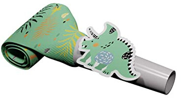 Folat 68368 Partytröten Dino Roars 24cm-6 Stück, Mehrfarben, 24 cm