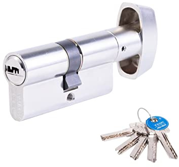 Tesa Assa Abloy T65B4540N Standard-Sicherheitszylinder, T60, vernickelt, 45 x 40 mm, Schlüssel - Langer Nockenknopf