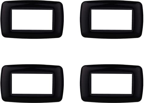 4 Pezzi Placche Compatibile Con Bticino Living, Placche Plastica Bombata (4 Posti/Moduli,Nero)