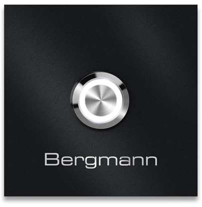 Metzler Türklingel Bergmann in Schwarz - Haustürklingel Pulverbeschichtet in in RAL9005 Feinstruktur - Made in Germany - Klingel Haustür aus Edelstahl V2A - LED Drucktaster wählbar - Größe: 7 x 7 cm