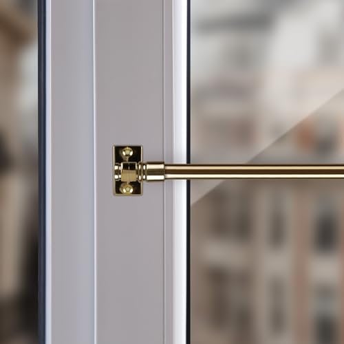 Tringle à Rideaux Extensible 50-225 cm pour Bistrot et Rideaux Légers - Supports de Serrage Inclus (Doré/75-125 cm)
