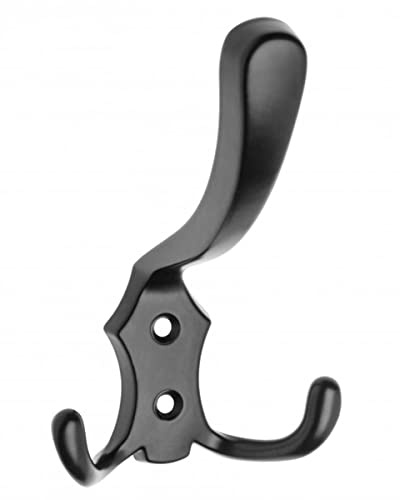 MS Beschläge zeitlos schöner Kleiderhaken Wandhaken Garderobenhaken Huthaken Türhaken Mantelhaken aus Zamak Garderobenzubehör Metallhaken (Schwarz matt)