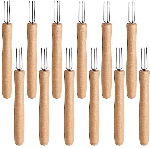 Maiskolbenhalter Set mit 12 Edelstahl-Maiskolben-Haltern mit Holzgriff, Maiskolbenhalter für Maiskolben, langer Griff, Zuckermaiskolben-Spieße, Maisgabeln (12 Stück)