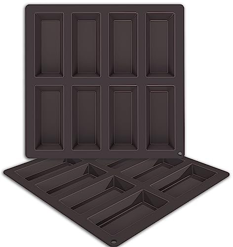 webake Financiers Backform Silikon 2 Stück Muffinform Mini Kuchenform Rechteckig Silikonform 9,9 x 4,5cm für Financier, Muffin, Kleine Kuchen, Kekse