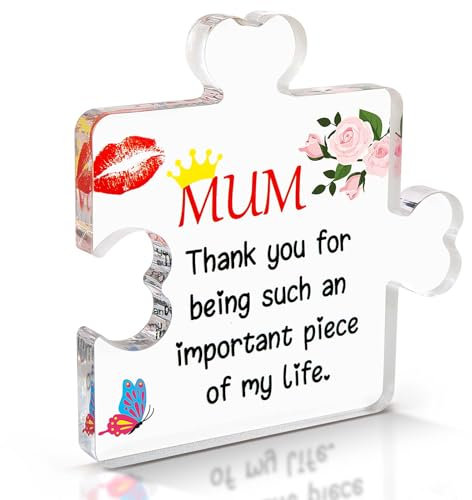 LOOPES Personalised Acrylic Puzzle Plaque Mum Birthday Gift From Daughter And Son, Touching Sayings Best Mum Gift Ideas