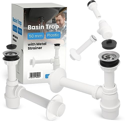 Waschtisch Flaschen-Geruchsverschluss 50 mm mit Überlauf Abfluss Metallsieb Einkammerablauf für Waschbecken Überlauf Abfluss Metallsieb Siphon für Waschbecken