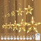 DAZZTIME LED Sterne Weihnachtsbeleuchtung,Lichtervorhang erweiterbar,Weihnachtsdeko Fenster mit Fernbedienung und Haken,8 Modi,für Weihnachten,Hochzeit,Schlafzimmer Deko