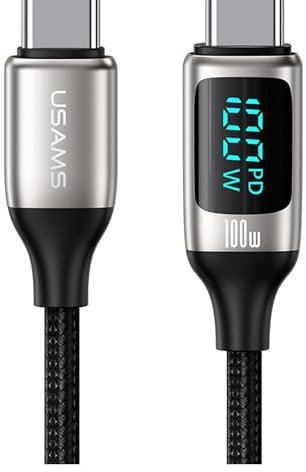 P4Y USB-C zu USB-C Kabel US-SJ546 U78 zum Laden und zur Datenübertragung 100W PD Schnellladung bis zu 5A Material: Nylon + Aluminium Intelligentes Layout LED-Anzeige 1.2m Weiß