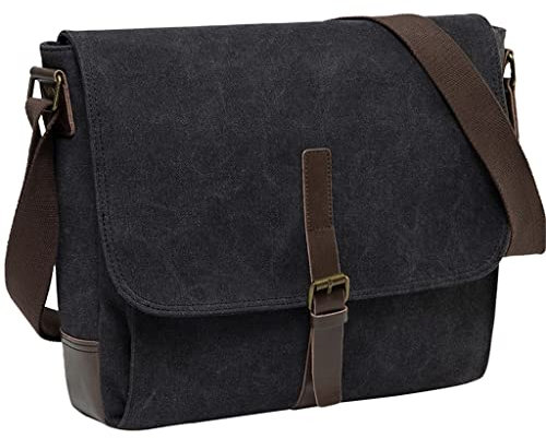 ONDIAN Messenger-Tasche für Herren, Vintage-resistentes, gewachstes Canvas, 15,6-Zoll-Laptop-Aktentasche, gepolsterte Umhängetasche