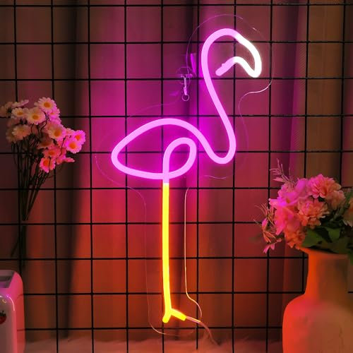 CoolGift Mart Flamingo Neon Schild, Rosa Flamingo Lampe Wanddekoration, dimmbare Geburtstagsfeier Dekorationen für Haus, Terrasse, Garten, Geschäfte, Clubs, für Freunde, Familie und Kinder