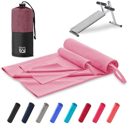 Blumtal Fitness Handtuch im 2er Set - Microfaser Sporthandtuch Fitnessstudio 180 x 90 cm + Mikrofaser Handtuch 80 x 40 cm - Microfaser Handtuch groß & klein - Gym Handtuch - Handtuch Microfaser - Pink