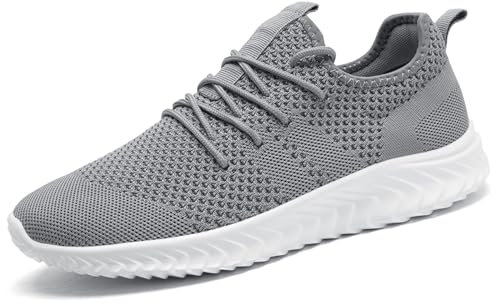 QIJGS Sneaker Herren Running Sportschuhe Laufschuhe Turnschuhe Schuhe Straßenlaufschuhe Wanderschuhe Grau Tennisschuhe Athletic Leicht Fitnesss Jogging Slip on Walking Fashion 41