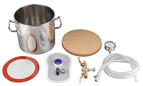 Xcello Vakuumkammer, 6 L, Edelstahl-Gel, Multifunktionales Entgasungskammer-Set Mit Ventil-Vakuummeter