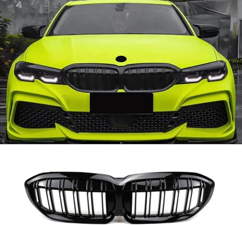 Hengjiayao G20 Rejilla de radiador para BMW 3er G20 cámara de riñón negra G21 PRE Sport Grill delantera riñones doble puente parrilla 2019-2022 negro brillante(For 3er G20 2019-2022)