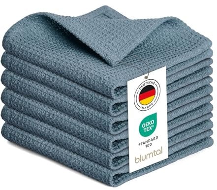 Blumtal® Geschirrtücher 30x30 cm im 10er Set - Geschirrtücher Baumwolle 100% - Küchentücher bei 60 °C waschbar - Trockentücher Küche - Spüllappen Baumwolle - Spültuch - Geschirrhandtuch in blau