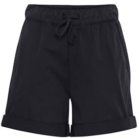 OXMO OXChanel Damen Shorts Kurze Hose Joggershorts mit Tunnelzug Eingrifftaschen Baumwollmischung Regular fit, Größe:42, Farbe:Black (194007)