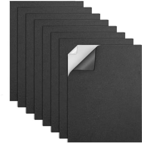 FTXanty Gomma Eva Adesiva 8Pcs Pannello di Achiuma Autoadesivo nero 300mm x 200mm x 2mm Tappetino in Achiuma Eva Antiscivolo con Supporto Adesivo per Mobili Porte Finestre Artigianato DIY