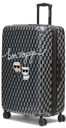 KARL LAGERFELD Erweiterbarer Hartschalen-Koffer mit Drehgelenk, schwarz/grau, 12.2 x 20.5 x 30.7 inches, Erweiterbarer Hartschalen-Koffer mit Drehgelenk