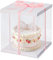 Warmiehomy Transparente Tortenschachtel Weiß, 34 * 34 * 37cm Kuchenbehälter mit Deckel, Kuchentransportbox Tortentransportbox mit Sockel Band für Geburtstage, Hochzeiten, Parteien (12 Zoll)