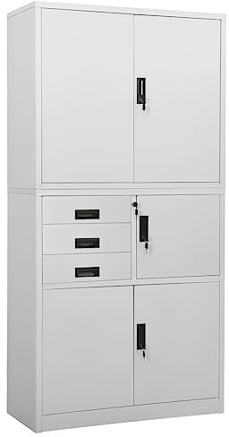 Willood Aktenschrank Mehrzweckschrank Stahl Hellgrau 90x40x180 cm Stahl