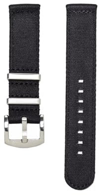 WB Original Nylon-Uhrenarmband 2-teilig | Schwarz - 22 mm - Schließe: Silber Gebürstet | Nylon | Ersatz-Armband