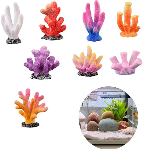 Bekecidi 8 Stück Mini Korallen Dekoration für Aquarien, Bunte künstliche Korallen aus Kunstharz für Aquariendekorationen Aquarium Ornamente